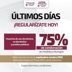 Últimos días para aprovechar los descuentos del OPDM en Tlalnepantla